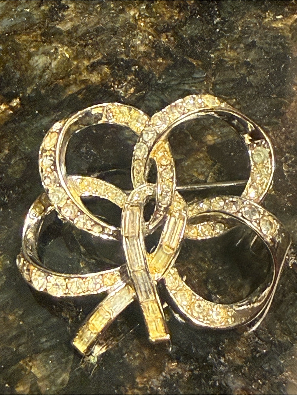 Silver Coro Crystal Ribbon Bow Brooch - Women Jewelry